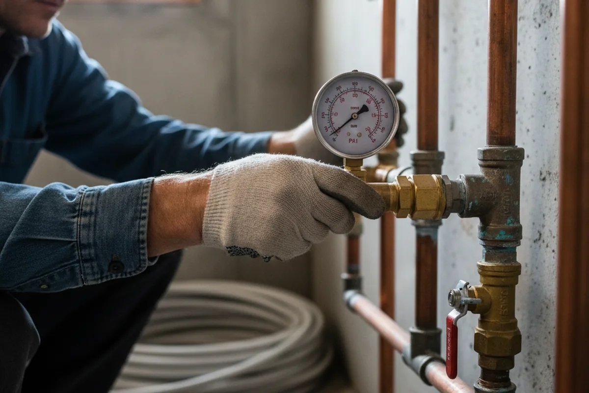 Pressure testing a repaired line during Water Line Repair in Kingman